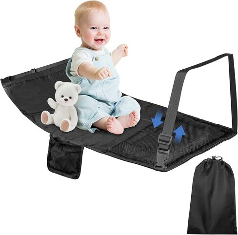 AceList Toddler Airplane Bed - Portable Airplane Seat Extender for Kids with Storage Bag & Mesh Pocket - Baby Travel Essential Footrest - Airplane Must Haves for Toddlers, 17 * 31'' in Kuwait