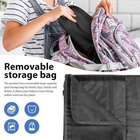 AceList Toddler Airplane Bed - Portable Airplane Seat Extender for Kids with Storage Bag & Mesh Pocket - Baby Travel Essential Footrest - Airplane Must Haves for Toddlers, 17 * 31'' in Kuwait