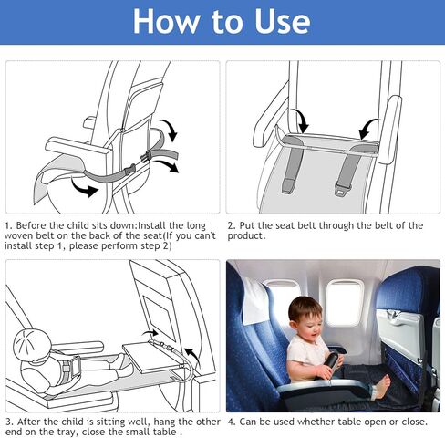 AceList Toddler Airplane Bed - Portable Airplane Seat Extender for Kids with Storage Bag & Mesh Pocket - Baby Travel Essential Footrest - Airplane Must Haves for Toddlers, 17 * 31'' in Kuwait