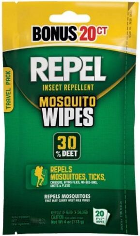 Repel 94100 Sportsmen مناديل مبللة طاردة للبعوض بنسبة 30%، عبوتان تحتويان على 20 قطعة - 40 إجماليًا! in Kuwait