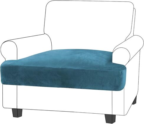 Turquoize Velvet 3 Piece T Cushion Sofa Slipcovers Sofa Cushion Covers for 3 Cushion Couch Stretch Sofa Seat Cushion Covers Individual T Cushion Slipcovers, (2 T-Cushion + 1 Box Cushion, Ivory) in Saudi Arabia