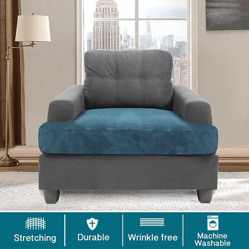 Turquoize Velvet 3 Piece T Cushion Sofa Slipcovers Sofa Cushion Covers for 3 Cushion Couch Stretch Sofa Seat Cushion Covers Individual T Cushion Slipcovers, (2 T-Cushion + 1 Box Cushion, Ivory) in Saudi Arabia