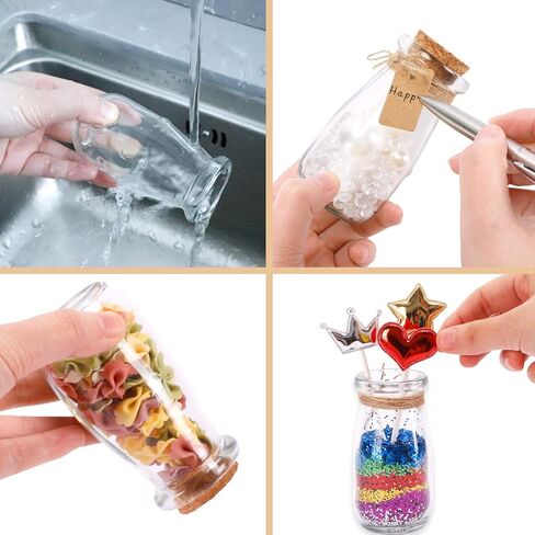 24 قطعة من برطمانات الزجاج سعة 100 مل، زجاجات زجاجية صغيرة سعة 100 مل مع أغطية فلين، زجاجات صغيرة لجرعات حليب صغيرة، برطمانات لطيفة للحفلات هدايا الزفاف مع 30 قطعة علامات لاصقة وشريط خيش 20 متر in Kuwait