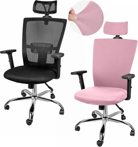 3 Pieces Headrest Chair Cover Office Chair Cover Rolling Desk Chair Cover Gaming Chair Covers Stretch Washable Computer Chair Slipcovers for Swivel Chair Armchair Computer Boss Chair (Light Pink) in Kuwait
