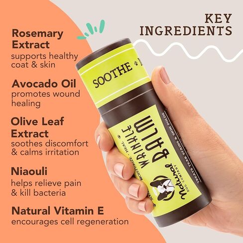 Natural Dog Company Wrinkle Balm, 2 oz. Stick, Dog Lotion for Dry Itchy Skin, Cleans Wrinkles, Yeast Infection Treatment for Dogs, Plant Based, Frenchie Dog Accessories, Made in USA in Kuwait