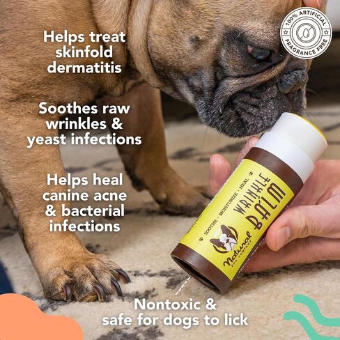 Natural Dog Company Wrinkle Balm, 2 oz. Stick, Dog Lotion for Dry Itchy Skin, Cleans Wrinkles, Yeast Infection Treatment for Dogs, Plant Based, Frenchie Dog Accessories, Made in USA in Kuwait