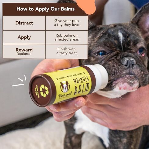 Natural Dog Company Wrinkle Balm, 2 oz. Stick, Dog Lotion for Dry Itchy Skin, Cleans Wrinkles, Yeast Infection Treatment for Dogs, Plant Based, Frenchie Dog Accessories, Made in USA in Kuwait