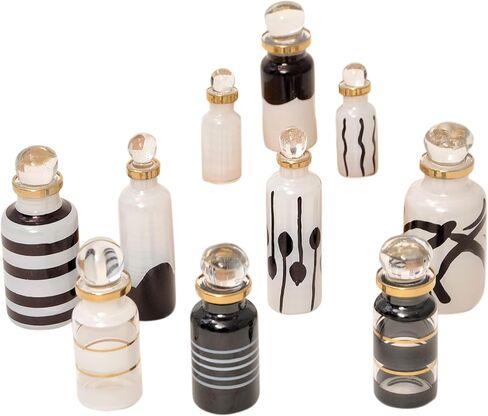CraftsOfEgypt Genie Blown Empty Glass Mini Bottles for Perfume, Essential Oils or Potion - Set of 10 Decorative Small Vials, Each 2" High (5cm), Assorted Colors in Saudi Arabia
