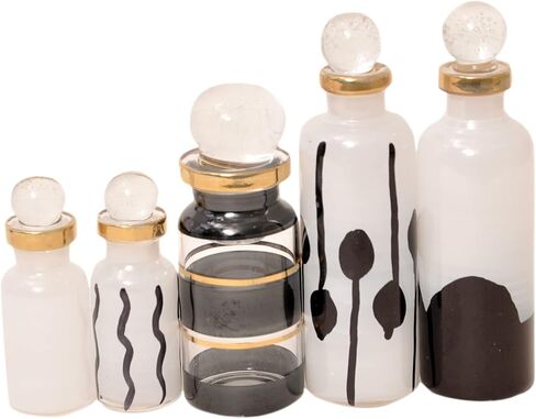 CraftsOfEgypt Genie Blown Empty Glass Mini Bottles for Perfume, Essential Oils or Potion - Set of 10 Decorative Small Vials, Each 2" High (5cm), Assorted Colors in Saudi Arabia