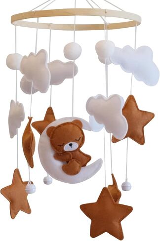 Baby Crib Mobile - Bear Mobile for Crib, Felt Cloud Nursery for Boys and Girls, Baby Bassinet Mobile Toy - Shower Set for Infant Bedroom Hanging Decoration in Saudi Arabia