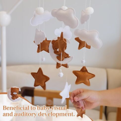 Baby Crib Mobile - Bear Mobile for Crib, Felt Cloud Nursery for Boys and Girls, Baby Bassinet Mobile Toy - Shower Set for Infant Bedroom Hanging Decoration in Saudi Arabia