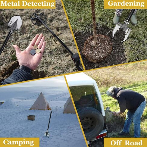 مجرفة تخييم من ياكول، مجرفة قابلة للطي (101.6 سم)، مجراف قابل للطي للبقاء من النسيج السلكي، أدوات متعددة من الدرجة العسكرية لكشف المعادن والطوارئ والطرق الخارجية in Kuwait