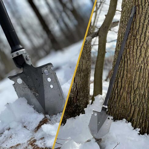 مجرفة تخييم من ياكول، مجرفة قابلة للطي (101.6 سم)، مجراف قابل للطي للبقاء من النسيج السلكي، أدوات متعددة من الدرجة العسكرية لكشف المعادن والطوارئ والطرق الخارجية in Kuwait