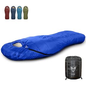 Azitrek 0 Degree Sleeping Bags for Adult and Youth | Mummy Peanut Shape - Side Sleeper Friendly | XXL Big and Tall Winter Cold Weather Camping Sleeping Bag w. Compression Sack