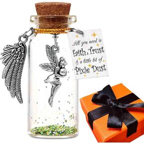 CATABUBU All You Need is Faith Trust and A Little Bit of Pixie Dust, Fairy Decorative Bottle Gift for Her Granddaughter Daughter Sister Niece Bff, Funny Fairy Gift for Teen Girls, Glass, No Gemstone