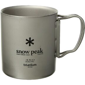 كوب Snow Peak Ti-Double 300 - كوب تيتانيوم - مخصص للاستخدام اليومي ومجموعات التخييم - 3 × 3.4 بوصة