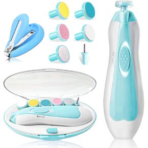 مجموعة تشذيب أظافر الأطفال الكهربائية، مجموعة العناية بأظافر الأطفال الآمنة مع مقصات أظافر، مجموعة العناية بأظافر أصابع القدم للأطفال حديثي الولادة والبالغين، رؤوس طحن وإضاءة LED in Kuwait