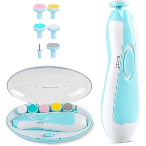 6 in 1 Baby Nail Clippers & File Kit - Nail Trimmer Electric with LED Light & 6 Replaceable Grinding Heads for Safe & Easy Finger & Toe Nail Care & Polish of Babies, Infants, Toddlers, Kids & Newborn in Saudi Arabia