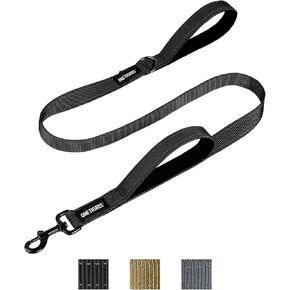 OneTigris Handled No-Pull Dog Walking Leash Long Traffic Leads for Medium to Large Dogs (Black, 4FT)