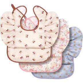 Lictin 3 x Baby Bibs, Baby Apron for Eating, Waterproof Baby Bib with Adjustable, Machine Washable and BPA Free Plastic Baby Bib, Suitable for Boys and Girls from 6 to 36 Months in Kuwait