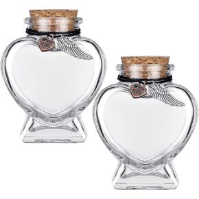 Eaasty 2 Sets Pet Fur Memorial Bottles, Heart Shaped Glass with Cork, Dog in Saudi Arabia