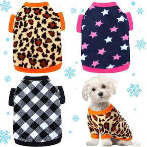 3 Pieces Winter Dog Clothes Dog Shirts Soft Fleece Puppy Clothes Warm Colorful Thickening Dog Pajamas Winter Outfits Dog Sweater for Small Pets Dog Cat Chihuahua Teddy, M