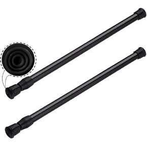 2pcs Black Tension Rod 7 to 11 Inch Expandable Spring Rods,No Drilling Rustproof Spring Small Tension Rod, Be used for Kitchen, Bookshelf, Wardrobe, Bathroom (7-11 inch, Black)