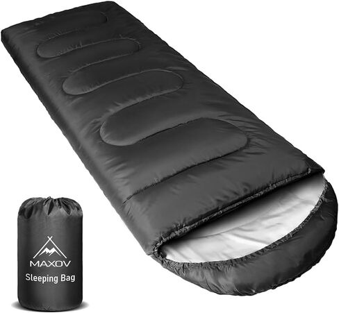 MAXOV Sleeping Bags for Adults Warm XL Sleeping Bag for Cold Weather Camping Outdoor Mens Big and Tall Sleeping Bags for 4 Season with Compression Sack Black in Saudi Arabia
