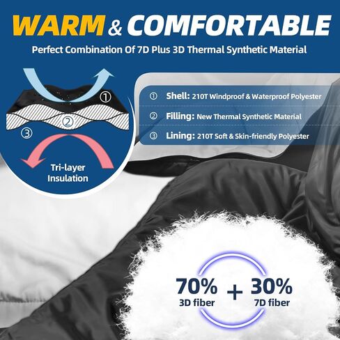MAXOV Sleeping Bags for Adults Warm XL Sleeping Bag for Cold Weather Camping Outdoor Mens Big and Tall Sleeping Bags for 4 Season with Compression Sack Black in Saudi Arabia