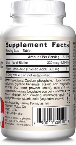 Jarrow Formulas Alpha Lipoic Sustain 300 mg - Antioxidant + Biotin - Glucose Metabolism & Energy Production Support - Releases ALA Over Longer Period - Up to 60 Servings in Kuwait