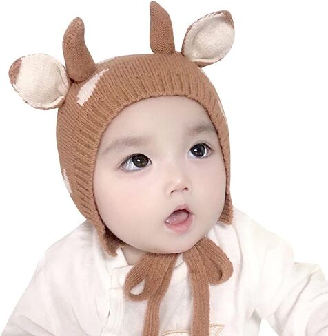 IMLECK Cartoon Cow Pattern Baby Knit Hat for Baby Kids Boys Girls in Saudi Arabia