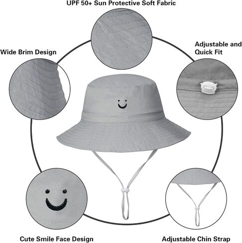 MaxNova Toddler Sun Hat Smile Face UPF 50+ Baby Bucket Hat for Boys Girls 0-5 Years in Saudi Arabia