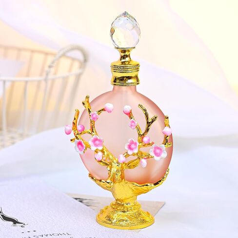 Yetaha زجاجة عطر كريستال مزخرفة، زجاجة عطر زجاجية فلامينجو وردية عتيقة قابلة لإعادة الملء زجاجة زيت عطري فارغة لديكور المنزل والسفر هدية امرأة in Saudi Arabia