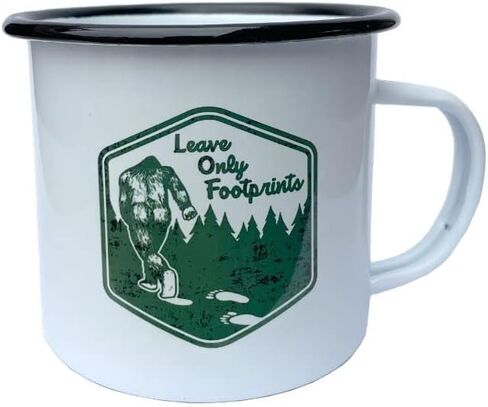 كوب BigFOOT SASQUATCH Camo Vintage Campfire، مطلي بالمينا الكلاسيكية فوق الفولاذ، كوب قهوة للتخييم في الهواء الطلق، كوب هدية رائع لمحبي الجبال والمشي لمسافات طويلة والتخييم (16oz) in Kuwait