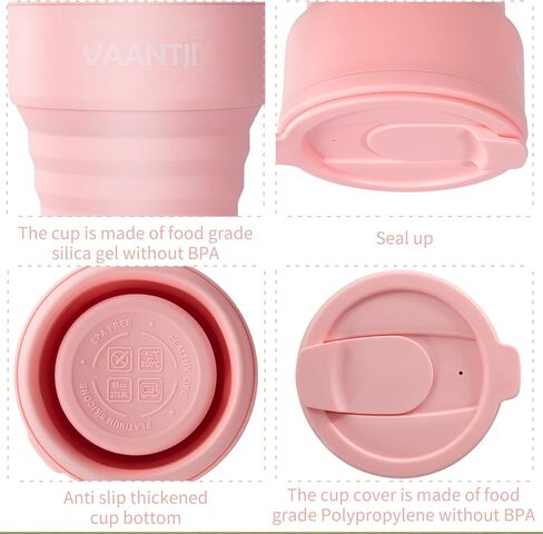 كوب سفر قابل للطي سعة 16 أونصة من VAANTJI للأنشطة الخارجية والداخلية والسفر والتخييم واليوجا ويحمل المشروبات الساخنة والباردة (أكسفورد-أزرق) in Kuwait