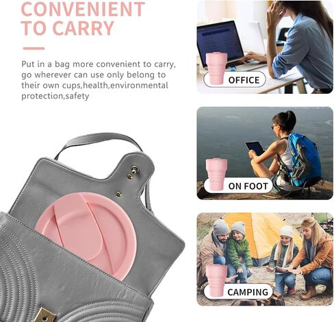 كوب سفر قابل للطي سعة 16 أونصة من VAANTJI للأنشطة الخارجية والداخلية والسفر والتخييم واليوجا ويحمل المشروبات الساخنة والباردة (أكسفورد-أزرق) in Kuwait