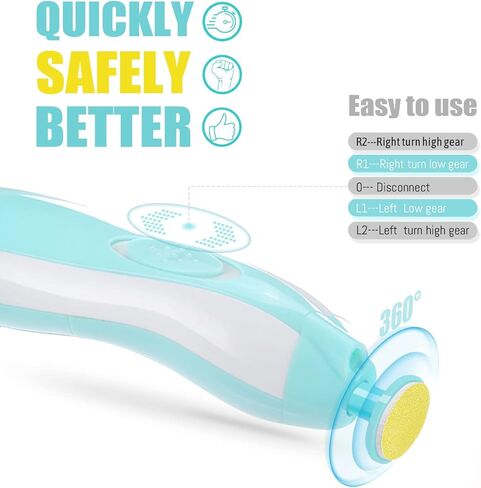 مجموعة تشذيب أظافر الأطفال الكهربائية، مجموعة العناية بأظافر الأطفال الآمنة مع مقصات أظافر، مجموعة العناية بأظافر أصابع القدم للأطفال حديثي الولادة والبالغين، رؤوس طحن وإضاءة LED in Kuwait