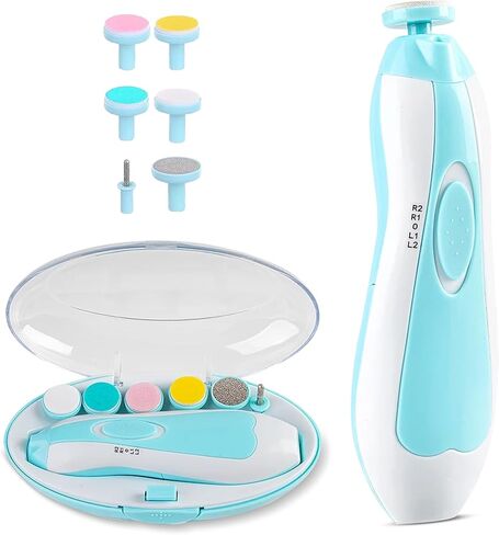 6 in 1 Baby Nail Clippers & File Kit - Nail Trimmer Electric with LED Light & 6 Replaceable Grinding Heads for Safe & Easy Finger & Toe Nail Care & Polish of Babies, Infants, Toddlers, Kids & Newborn in Saudi Arabia