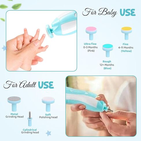 6 in 1 Baby Nail Clippers & File Kit - Nail Trimmer Electric with LED Light & 6 Replaceable Grinding Heads for Safe & Easy Finger & Toe Nail Care & Polish of Babies, Infants, Toddlers, Kids & Newborn in Saudi Arabia