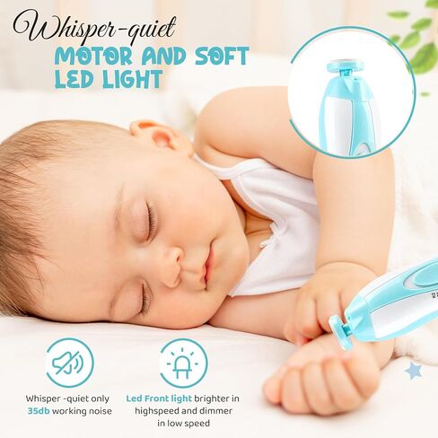 6 in 1 Baby Nail Clippers & File Kit - Nail Trimmer Electric with LED Light & 6 Replaceable Grinding Heads for Safe & Easy Finger & Toe Nail Care & Polish of Babies, Infants, Toddlers, Kids & Newborn in Saudi Arabia