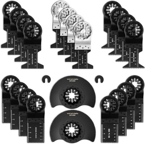 شفرات متذبذبة من ستارلوك، 24 قطعة من شفرات المنشار متعددة الادوات، شفرة خشبية ستارلوك العالمية، شفرة معدنية سريعة الفك متعددة الادوات متوافقة مع بوش وفين وماكيتا in Kuwait