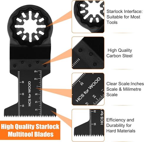 شفرات متذبذبة من ستارلوك، 24 قطعة من شفرات المنشار متعددة الادوات، شفرة خشبية ستارلوك العالمية، شفرة معدنية سريعة الفك متعددة الادوات متوافقة مع بوش وفين وماكيتا in Kuwait