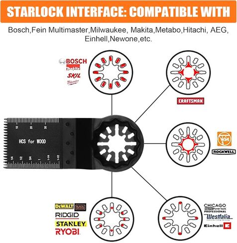 شفرات متذبذبة من ستارلوك، 24 قطعة من شفرات المنشار متعددة الادوات، شفرة خشبية ستارلوك العالمية، شفرة معدنية سريعة الفك متعددة الادوات متوافقة مع بوش وفين وماكيتا in Kuwait