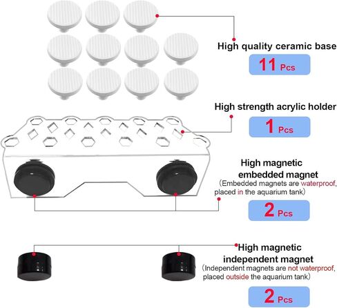 Coral frag Magnetic Holder, Magnetic Coral frag Plug Holder，Magnetic Coral frag Holder,Magnetic Coral frag Rack，The Small Magnetic Coral frag Rack Set with 7 Coral frag Plug Ceramic Bases in Kuwait
