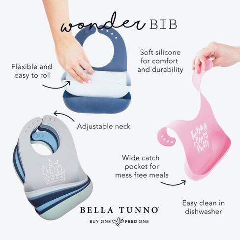 BELLA TUNNO Girl's Wonder Bib - مريلة أطفال من السيليكون للفتيات، مريلة سيليكون ناعمة غير سامة وخالية من مادة BPA، مقاومة للماء، سهلة التنظيف in Kuwait