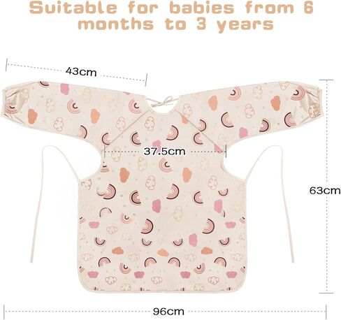 Vicloon Coverall Baby Feeding Bib, Weaning Bib Attaches to Highchair and Table, Long Sleeves Bib with Waterproof, Comfortable,Machine Washable, Baby Bib For 6 Month to 3 Years Old (Pink) in Saudi Arabia