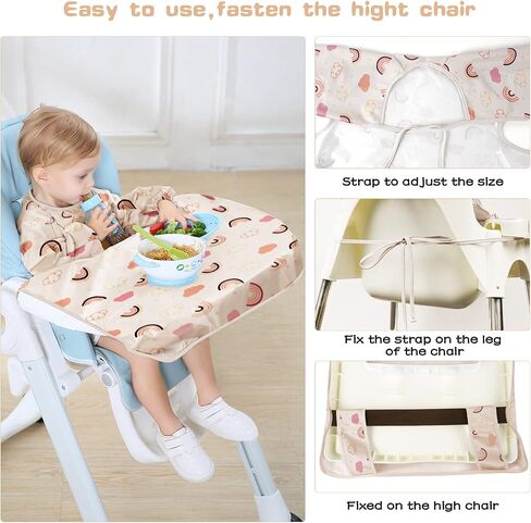 Vicloon Coverall Baby Feeding Bib, Weaning Bib Attaches to Highchair and Table, Long Sleeves Bib with Waterproof, Comfortable,Machine Washable, Baby Bib For 6 Month to 3 Years Old (Pink) in Saudi Arabia