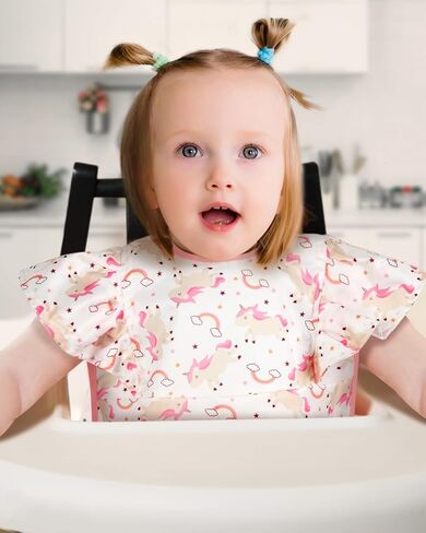 Lictin 3 x Baby Bibs, Baby Apron for Eating, Waterproof Baby Bib with Adjustable, Machine Washable and BPA Free Plastic Baby Bib, Suitable for Boys and Girls from 6 to 36 Months in Kuwait