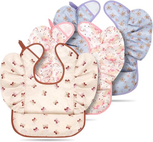 Lictin 3 x Baby Bibs, Baby Apron for Eating, Waterproof Baby Bib with Adjustable, Machine Washable and BPA Free Plastic Baby Bib, Suitable for Boys and Girls from 6 to 36 Months in Kuwait