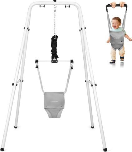 Cowiewie Baby Jumper مع حامل، مع وظيفة حزام المشي، للرضع من عمر 6 إلى 12 شهرًا، حامل دعم قوي للمساحات الصغيرة، أبيض + أسود in Kuwait